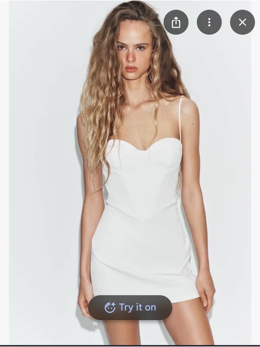 Zara White Spaghetti-Strap Sweetheart Mini Dress